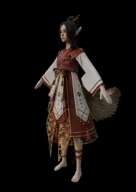 《黑神话》新登场：可爱俏皮的裸足小狐狸萍萍3D模型惊艳亮相