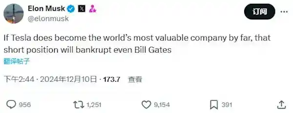 马斯克再度斗智盖茨：特斯拉问鼎全球市值之巅，或致你破产！