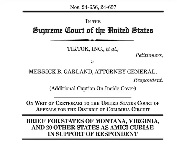 美国22州总检察长联合呼吁最高法院维持TikTok封禁决定