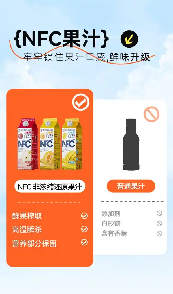 尝鲜！100% NFC苹果汁1kg仅需半价9.9元，不添加任何水分！