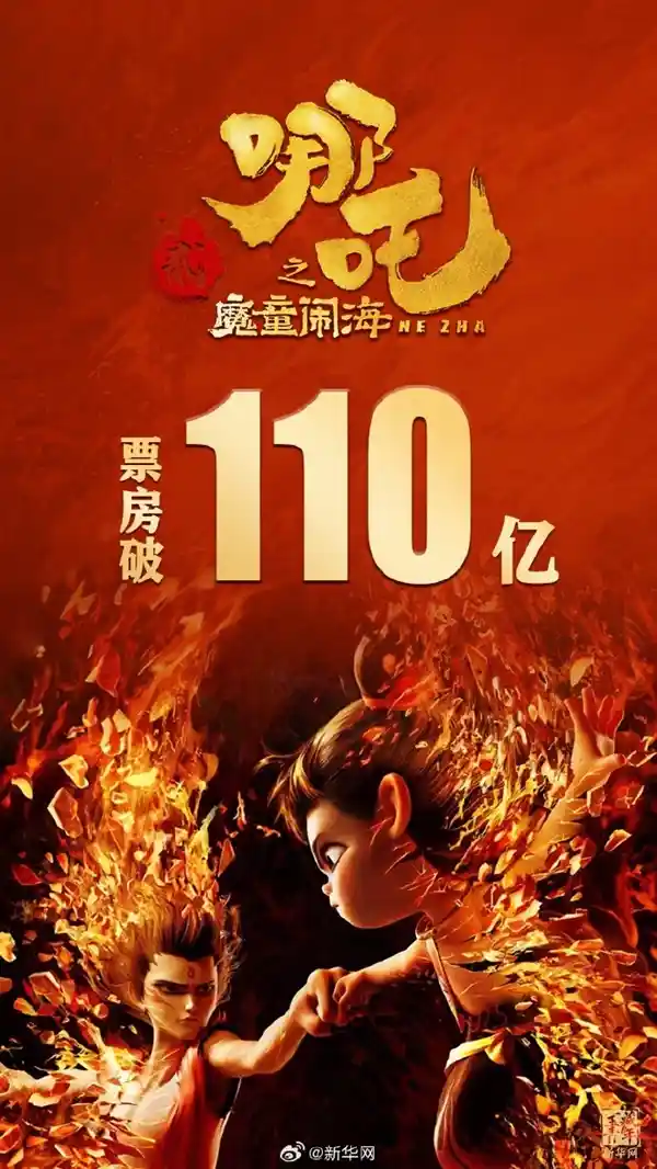 《哪吒之魔童降世2》破纪录成为中国31个省份影史票房冠军，广东省夺冠！